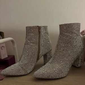 Betsy Johnson Rhinestone Ankle Boots